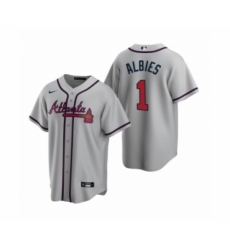 Men's Atlanta Braves #1 Ozzie Albies Nike Gray 2020 Replica Road Jersey