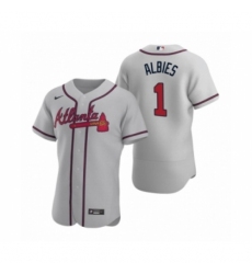 Men's Atlanta Braves #1 Ozzie Albies Nike Gray Authentic 2020 Road Jersey