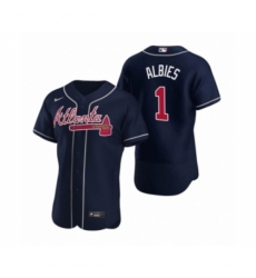 Men's Atlanta Braves #1 Ozzie Albies Nike Navy Authentic 2020 Alternate Jersey