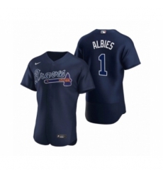 Men's Atlanta Braves #1 Ozzie Albies Nike Navy Authentic 2020 Alternate Jerseys