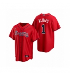 Men's Atlanta Braves #1 Ozzie Albies Nike Red 2020 Replica Alternate Jersey