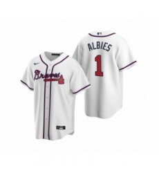 Men's Atlanta Braves #1 Ozzie Albies Nike White 2020 Replica Home Jersey