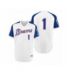 Men's Braves #1 Ozzie Albies White 1974 Turn Back the Clock Authentic Jersey