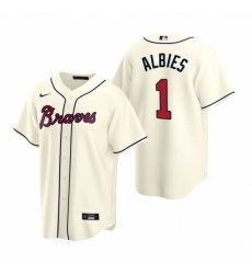 Men's Nike Atlanta Braves #1 Ozzie Albies Cream Alternate Stitched Baseball Jersey