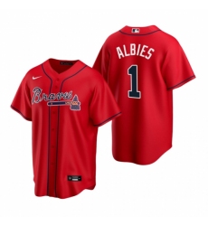 Men's Nike Atlanta Braves #1 Ozzie Albies Red Alternate Stitched Baseball Jersey