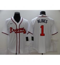 Men's Nike Atlanta Braves #1 Ozzie Albies White Game Authentic Jersey