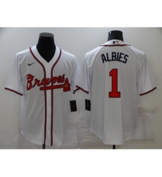 Men's Nike Atlanta Braves #1 Ozzie Albies White Game Authentic Jersey