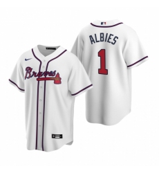 Men's Nike Atlanta Braves #1 Ozzie Albies White Home Stitched Baseball Jersey