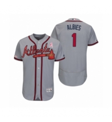 Men's Ozzie Albies Atlanta Braves #1 Gray 2019 Mothers Day Flex Base Authentic Jersey