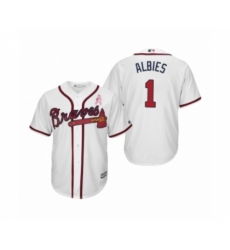 Men's Ozzie Albies Atlanta Braves #1 White 2019 Mothers Day Cool Base Jersey