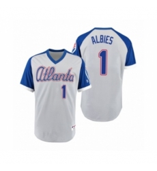 Women Braves #1 Ozzie Albies Gray Royal 1979 Turn Back the Clock Authentic Jersey