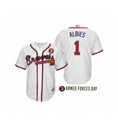 Youth 2019 Armed Forces Day Ozzie Albies #1 Atlanta Braves White Cool Base Jersey