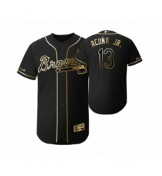 Men's 2019 Golden Edition Atlanta Braves Black #13 Ronald Acuna Jr. Flex Base Jersey