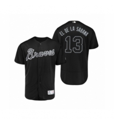 Men's Atlanta Braves #13 Ronald Acuna Jr. El De La Sabana Black 2019 Players Weekend Authentic Jersey