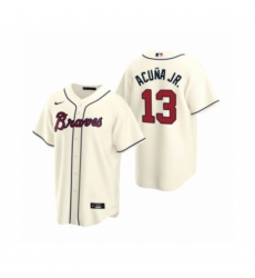 Men's Atlanta Braves #13 Ronald Acuna Jr. Nike Cream 2020 Replica Alternate Jersey