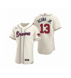 Men's Atlanta Braves #13 Ronald Acuna Jr. Nike Cream Authentic 2020 Alternate Jersey