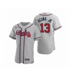 Men's Atlanta Braves #13 Ronald Acuna Jr. Nike Gray Authentic 2020 Road Jersey