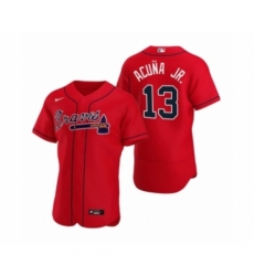 Men's Atlanta Braves #13 Ronald Acuna Jr. Nike Red Authentic 2020 Alternate Jersey