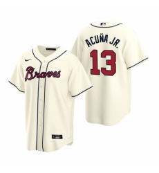Men's Nike Atlanta Braves #13 Ronald Acuna Jr. Cream Alternate Stitched Baseball Jersey