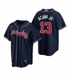 Men's Nike Atlanta Braves #13 Ronald Acuna Jr. Navy Alternate Stitched Baseball Jersey