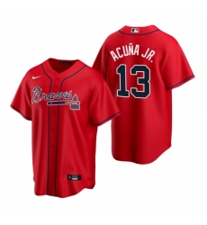 Men's Nike Atlanta Braves #13 Ronald Acuna Jr. Red Alternate Stitched Baseball Jersey