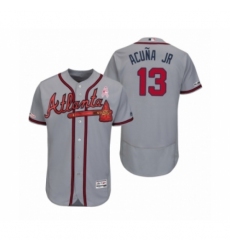 Men's Ronald Acuna Jr. Atlanta Braves #13 Gray 2019 Mothers Day Flex Base Authentic Jersey