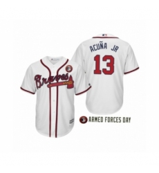 Women 2019 Armed Forces Day Ronald Acuna Jr. #13 Atlanta Braves White Cool Base Jersey