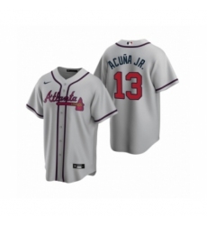 Women Atlanta Braves #13 Ronald Acuna Jr. Nike Gray 2020 Replica Road Jersey