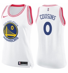 Women's Nike Golden State Warriors #0 DeMarcus Cousins White Pink NBA Swingman Fashion Jersey