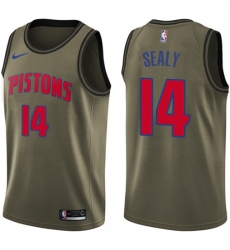 Men's Nike Detroit Pistons #14 Malik Sealy Green Salute to Service NBA Swingman Jersey