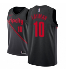 Men NBA 2018-19 Portland Trail Blazers #10 Jake Layman City Edition Black Jersey