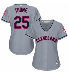 Women's Majestic Cleveland Indians #25 Jim Thome Replica Grey Road Cool Base MLB Jersey