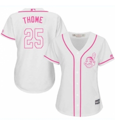 Women's Majestic Cleveland Indians #25 Jim Thome Replica White Fashion Cool Base MLB Jersey
