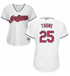 Women's Majestic Cleveland Indians #25 Jim Thome Replica White Home Cool Base MLB Jersey