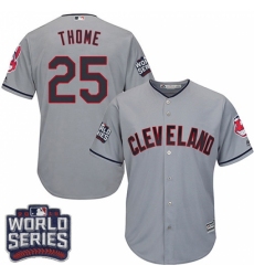 Youth Majestic Cleveland Indians #25 Jim Thome Authentic Grey Road 2016 World Series Bound Cool Base MLB Jersey