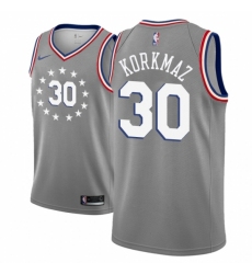 Men NBA 2018-19 Philadelphia 76ers #30 Furkan Korkmaz City Edition Gray Jersey