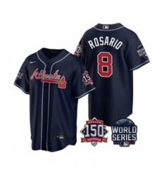 Men's Atlanta Braves #8 Eddie Rosario 2021 Navy World Series With 150th Anniversary Patch Cool Base Stitched Jersey