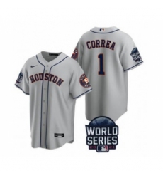 Men's Houston Astros #1 Carlos Correa 2021 Gray World Series Cool Base Stitched Baseball Jersey