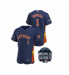 Men's Houston Astros #1 Carlos Correa 2021 Navy World Series Flex Base Stitched Baseball Jersey