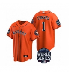 Men's Houston Astros #1 Carlos Correa 2021 Orange World Series Cool Base Stitched Baseball Jersey