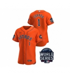 Men's Houston Astros #1 Carlos Correa 2021 Orange World Series Flex Base Stitched Baseball Jersey