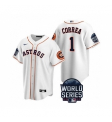 Men's Houston Astros #1 Carlos Correa 2021 White World Series Cool Base Stitched Baseball Jersey