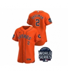 Men's Houston Astros #2 Alex Bregman 2021 Orange World Series Flex Base Stitched Baseball Jersey