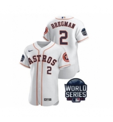 Men's Houston Astros #2 Alex Bregman 2021 White World Series Flex Base Stitched Baseball Jersey