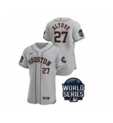 Men's Houston Astros #27 Jose Altuve 2021 Gray World Series Flex Base Stitched Baseball Jersey