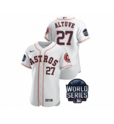 Men's Houston Astros #27 Jose Altuve 2021 White World Series Flex Base Stitched Baseball Jersey