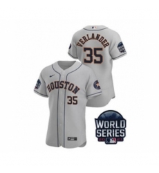 Men's Houston Astros #35 Justin Verlander 2021 Grey World Series Flex Base Stitched Baseball Jersey