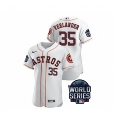 Men's Houston Astros #35 Justin Verlander 2021 White World Series Flex Base Stitched Baseball Jersey