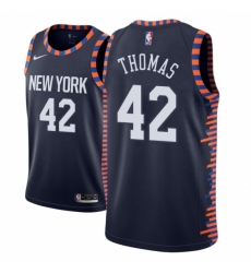 Men NBA 2018-19 New York Knicks #42 Lance Thomas City Edition Navy Jersey