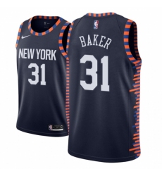 Men NBA 2018-19 New York Knicks #31 Ron Baker City Edition Navy Jersey